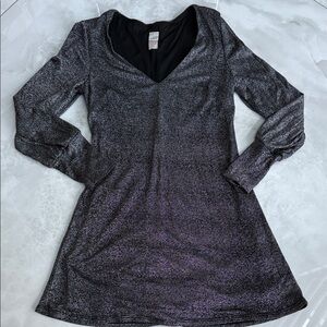 Aqua Metallic Long Sleeve Dress